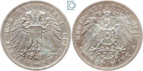 Lübeck mark 1912 jg - mark, a,